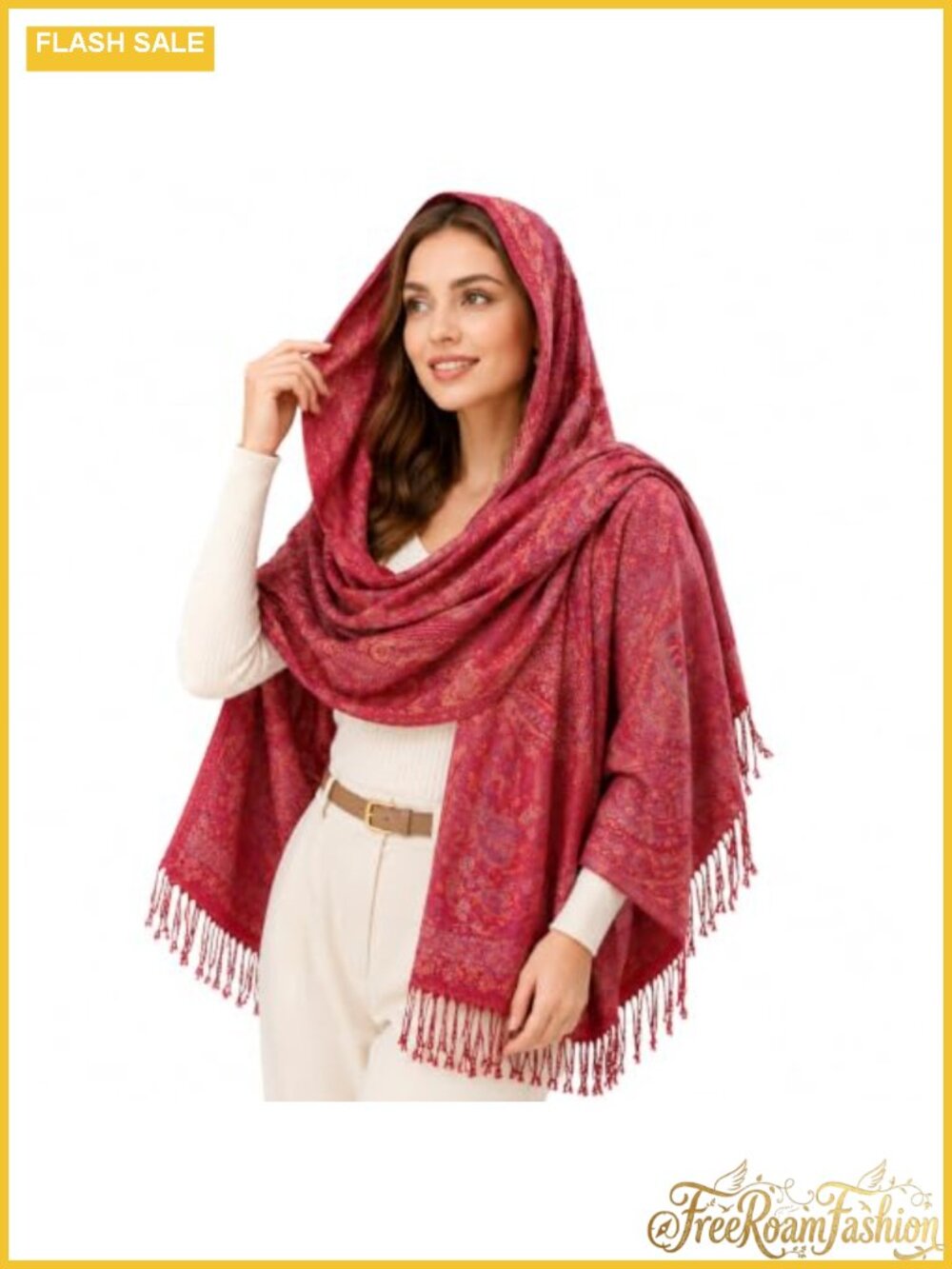 Paisley Shawl Wrap Soft Vintage Floral Tassel Scarf Fringe Stole for Wedding